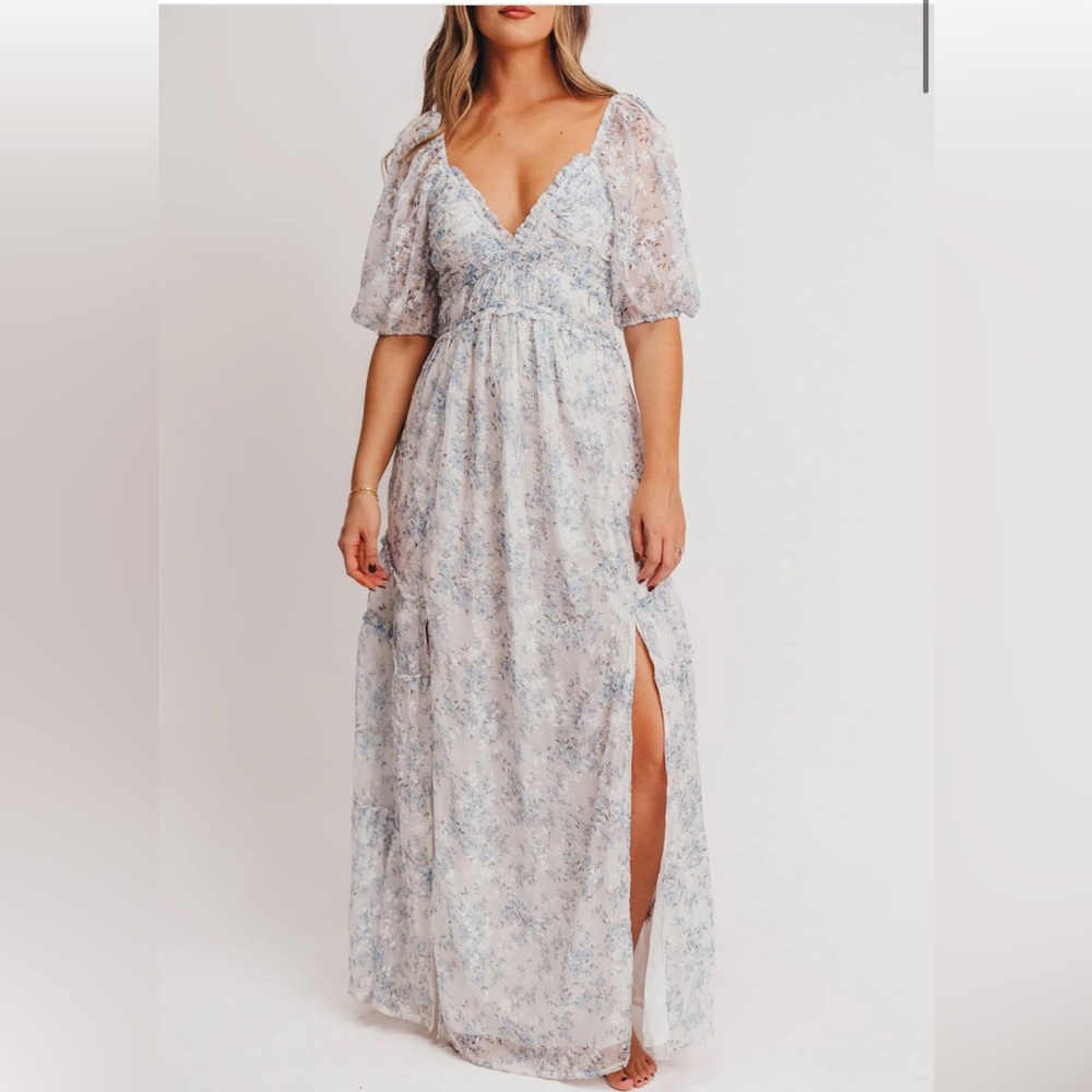 NWT - Worth Collective Maxi Dress in Blue and White Floral